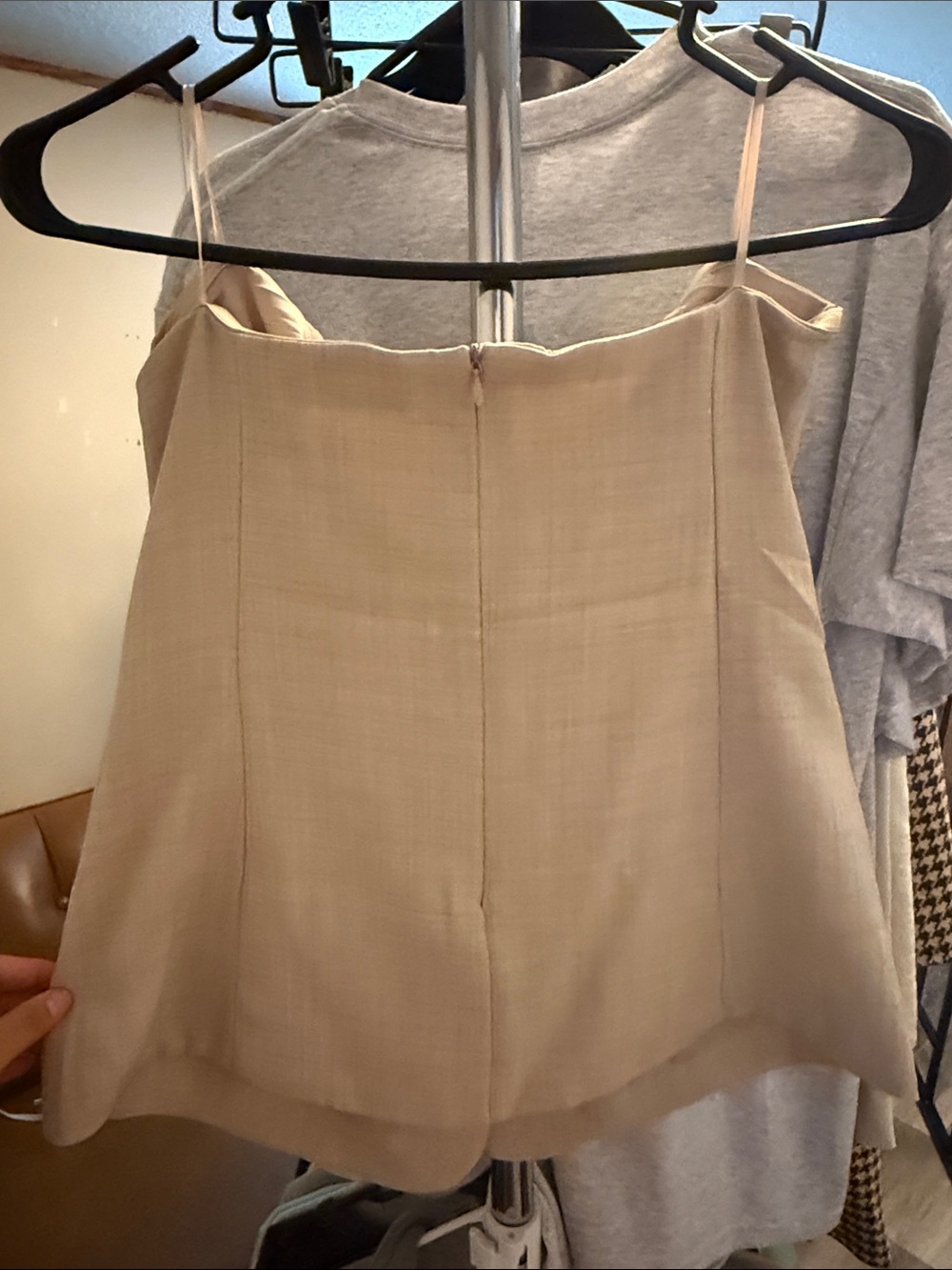 Beige Button-Front Strapless Top - Picture 3 of 5